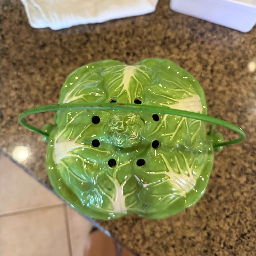 Ceramic Lettuce Compost Keeper Vintage Cabbage Composter Cottagecore Farmhouse